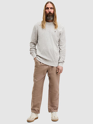 AllSaints Aubrey Organic Cotton Crew Neck Sweatshirt, Grey Marl