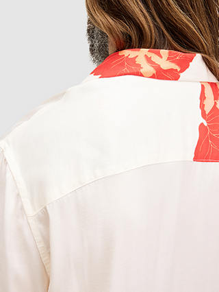 AllSaints Roze Floral Print Short Sleeve Shirt, Ecru White/Multi