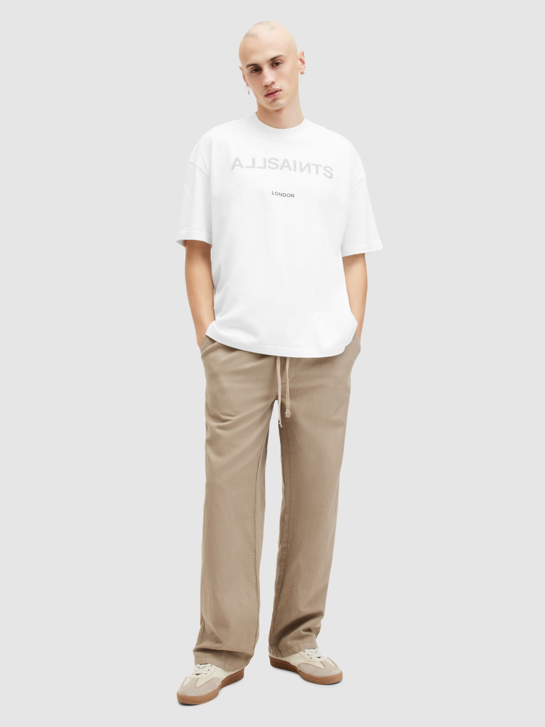 Buy AllSaints Cutout Organic Cotton Oversized T-Shirt, Optic White Online at johnlewis.com
