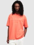 AllSaints Laser Short Sleeve Crew T-Shirt, Sunburnt Orange