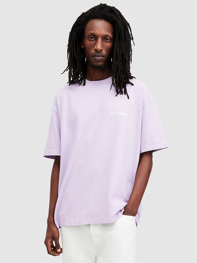 AllSaints Access Organic Cotton Oversized T-Shirt, Sugared Lilac
