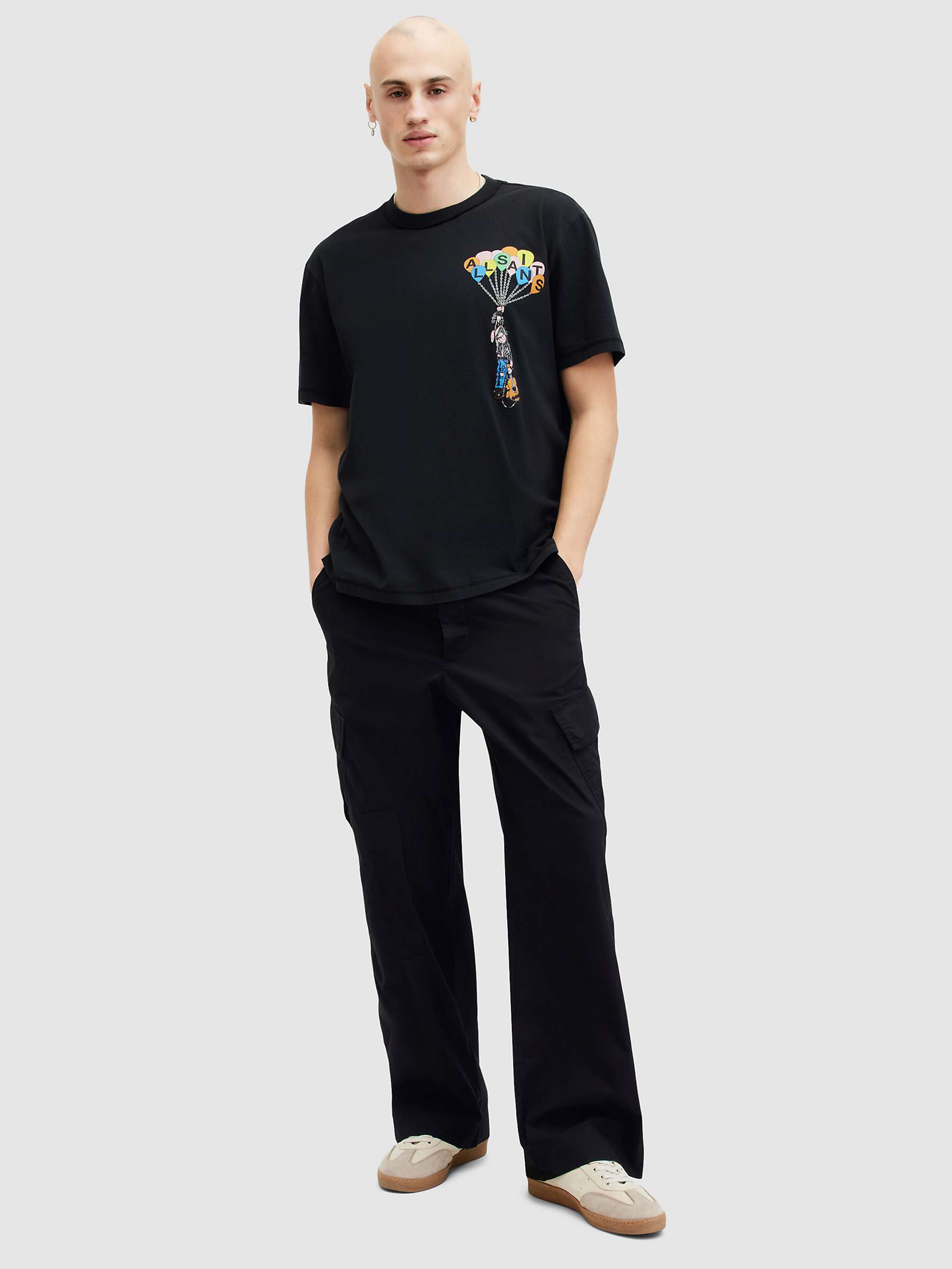 Buy AllSaints Lofty Organic Cotton Graphic Relaxed Fit T-Shirt, Washed Black/Multi Online at johnlewis.com