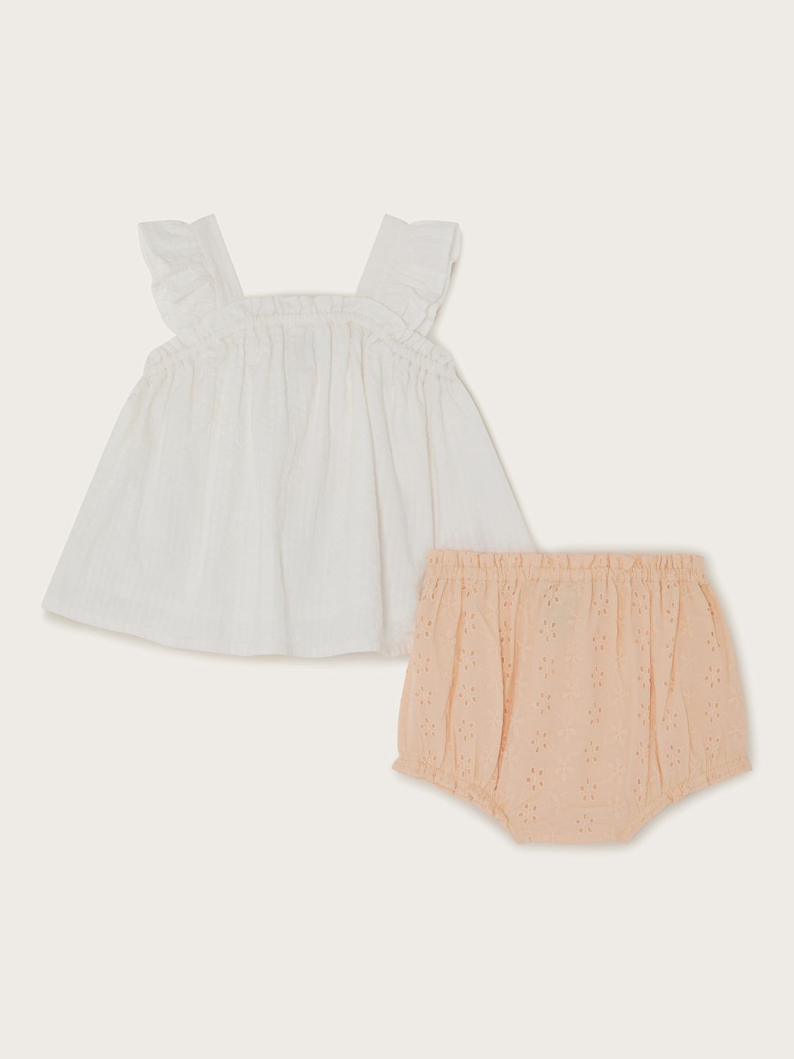 Buy Monsoon Baby Sunflower Embroidered Top & Broderie Bloomer Shorts Set, Ivory/Multi Online at johnlewis.com
