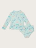 Monsoon Baby UPF50 Sea Creature Print Frill Swim Set, Aqua