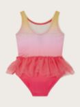 Monsoon Baby Strawberry Motif Mesh Frill Swimsuit, Pale Pink/Multi