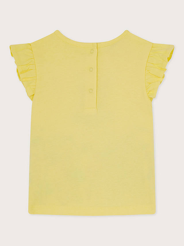 Monsoon Baby Bunny Embroidered T-Shirt, Yellow