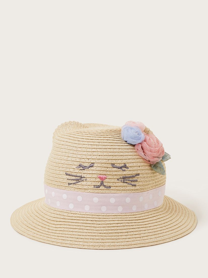 Monsoon Baby Kitty Floral Sun Hat, Natural/Multi, 0-12 months