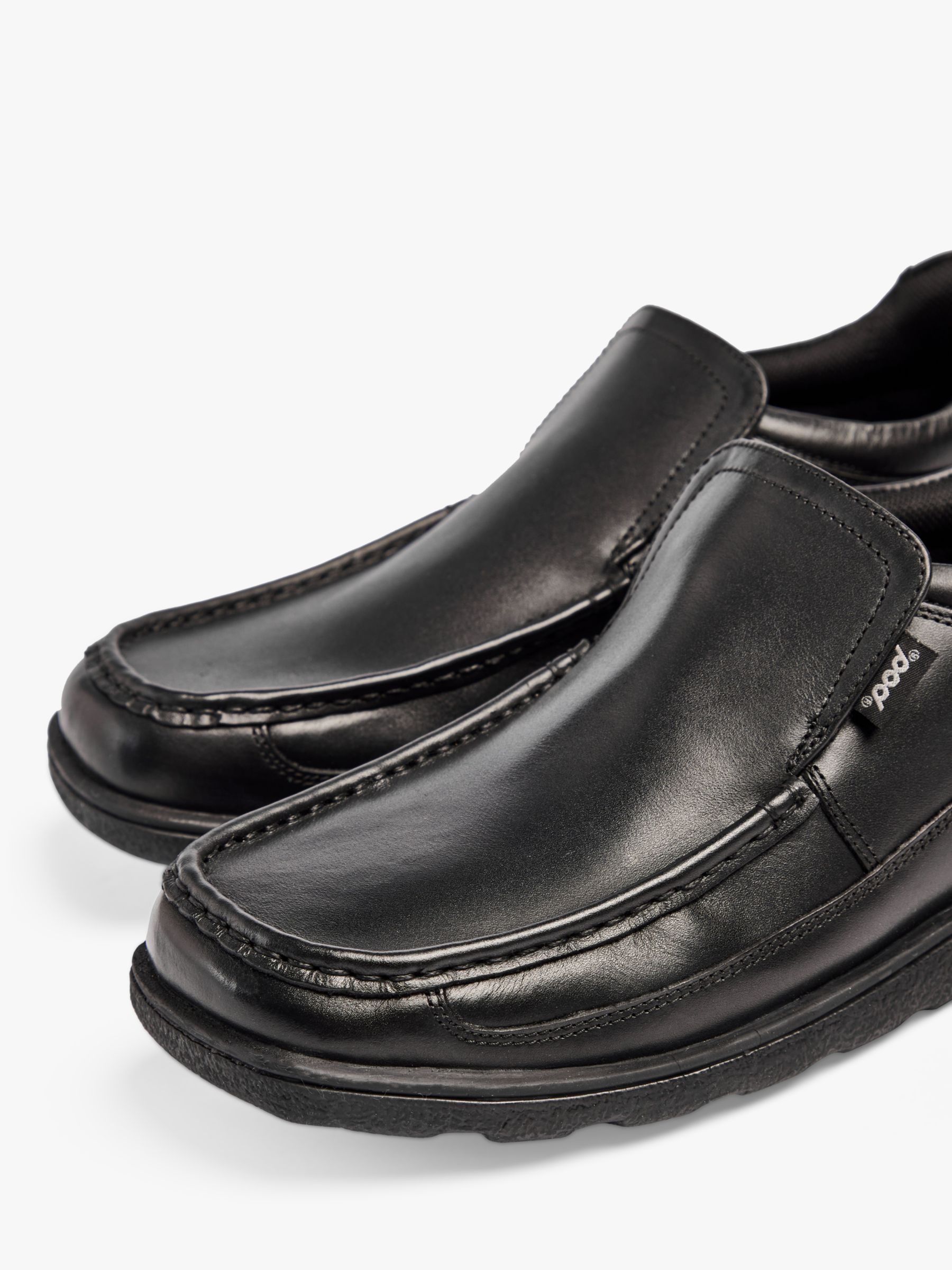 Pod Kids' Jay Leather School Shoes, Black, 3