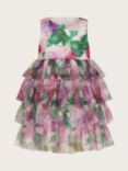 Monsoon Baby Hydrangea Ruffle Scuba Occasion Dress, Pink/Multi