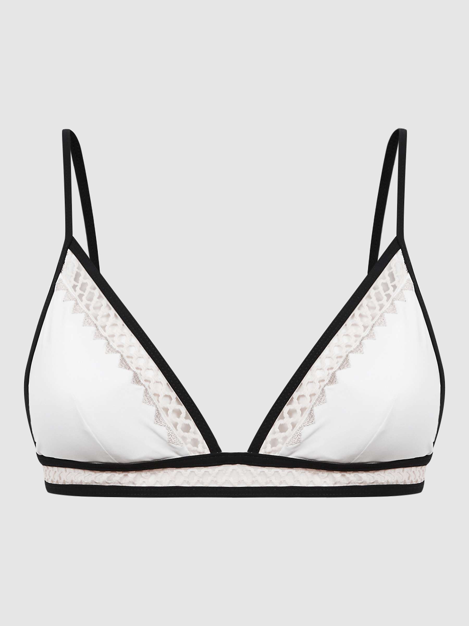 Buy Reiss Sadie Embroidery Triangle Bikini Top, White/Black Online at johnlewis.com
