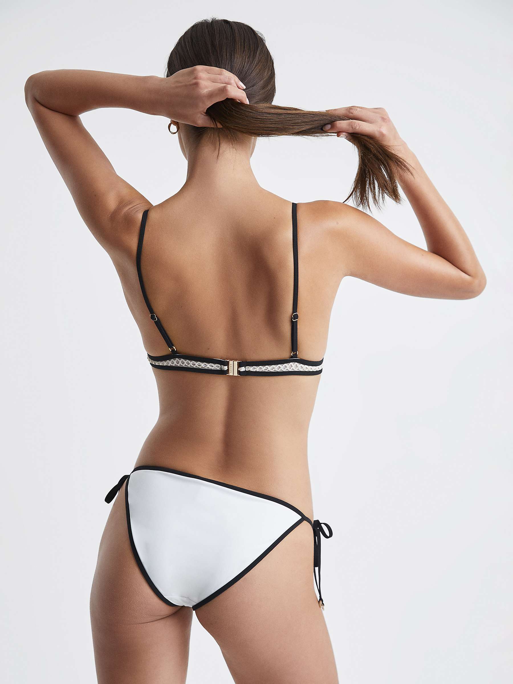 Buy Reiss Sadie Embroidery Triangle Bikini Top, White/Black Online at johnlewis.com
