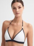 Reiss Rutha Colour Block Trianlgle Bikini Top, White/Navy