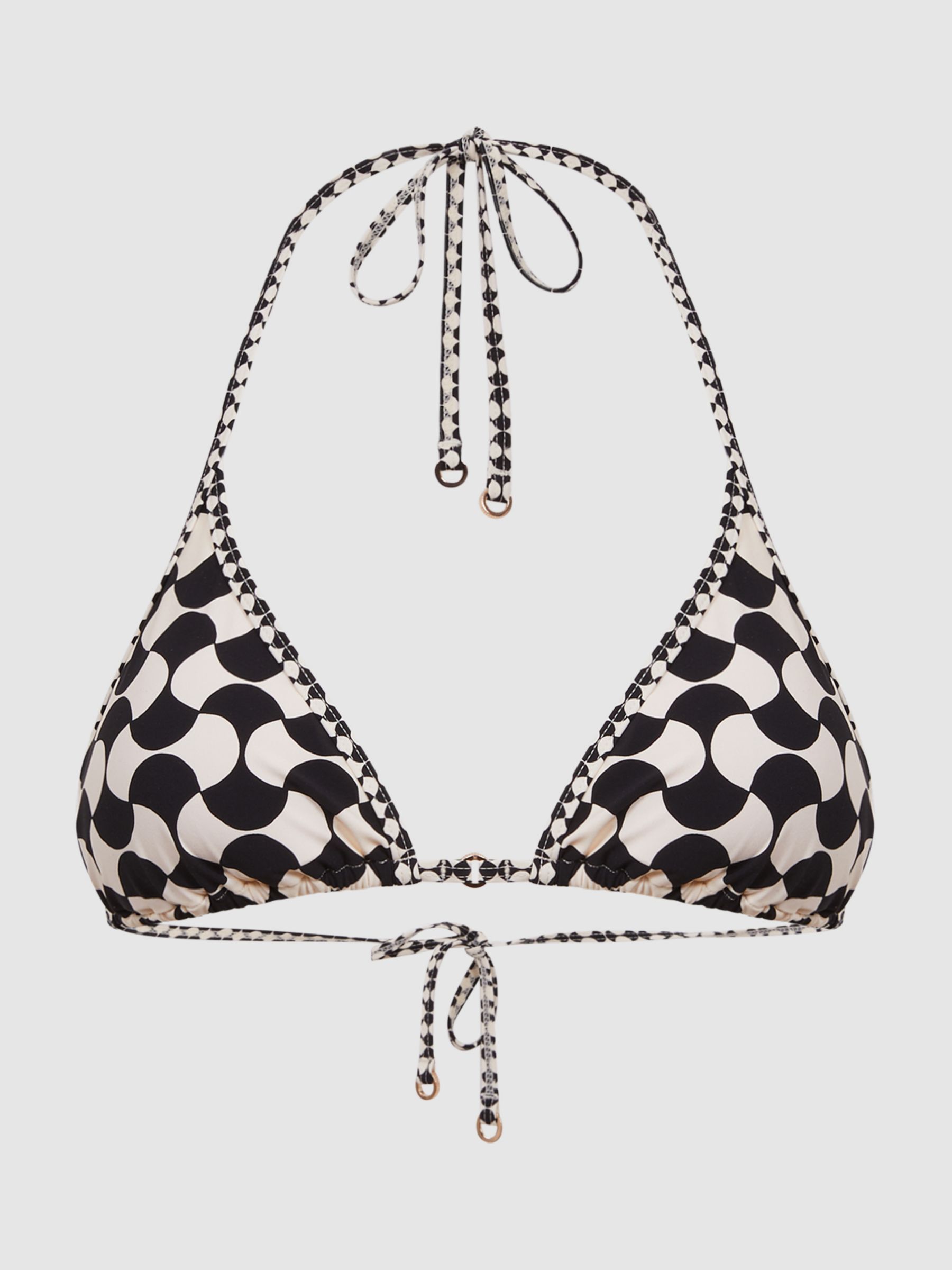 Buy Reiss Thia Mono Print Triangle Bikini Top, White/Black Online at johnlewis.com