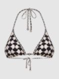 Reiss Thia Mono Print Triangle Bikini Top, White/Black