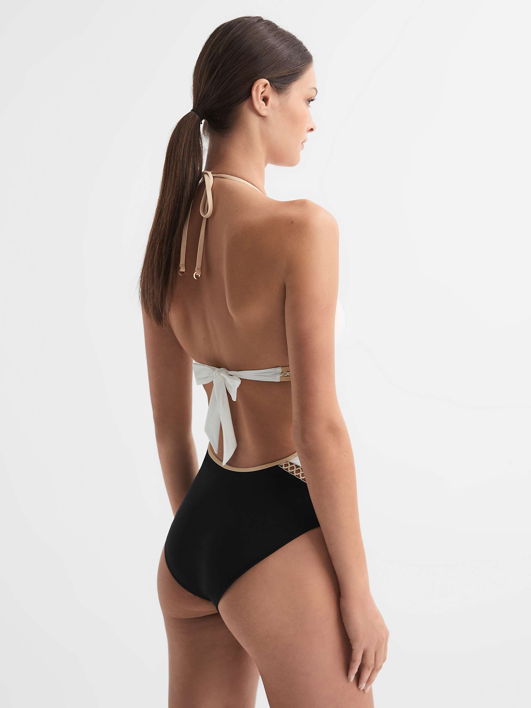 Buy Reiss Savannah Embroidery Cutout Swimsuit, Black/White Online at johnlewis.com