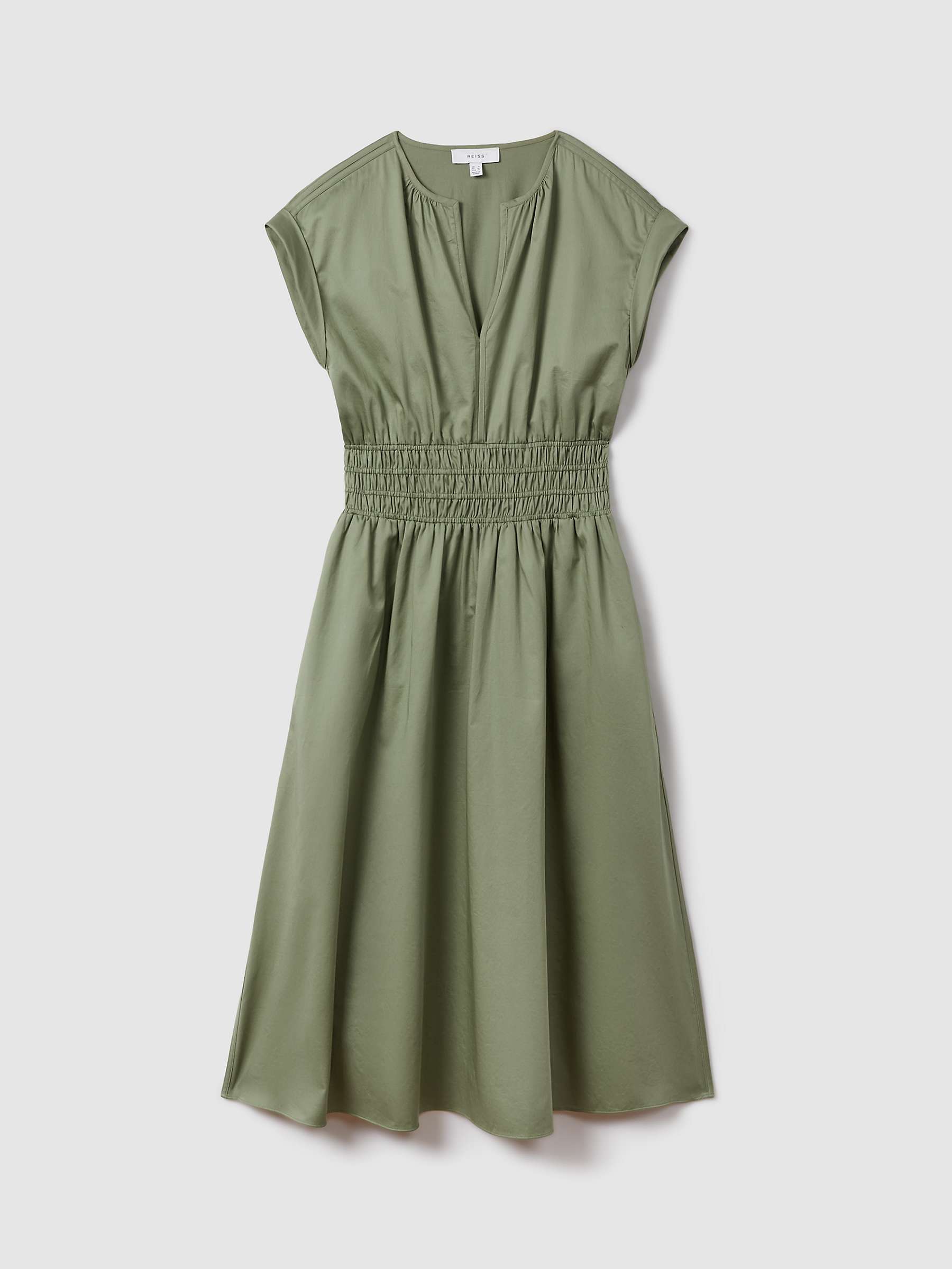 Buy Reiss Petite Lena Ruched Waist Midi Dress, Green Online at johnlewis.com
