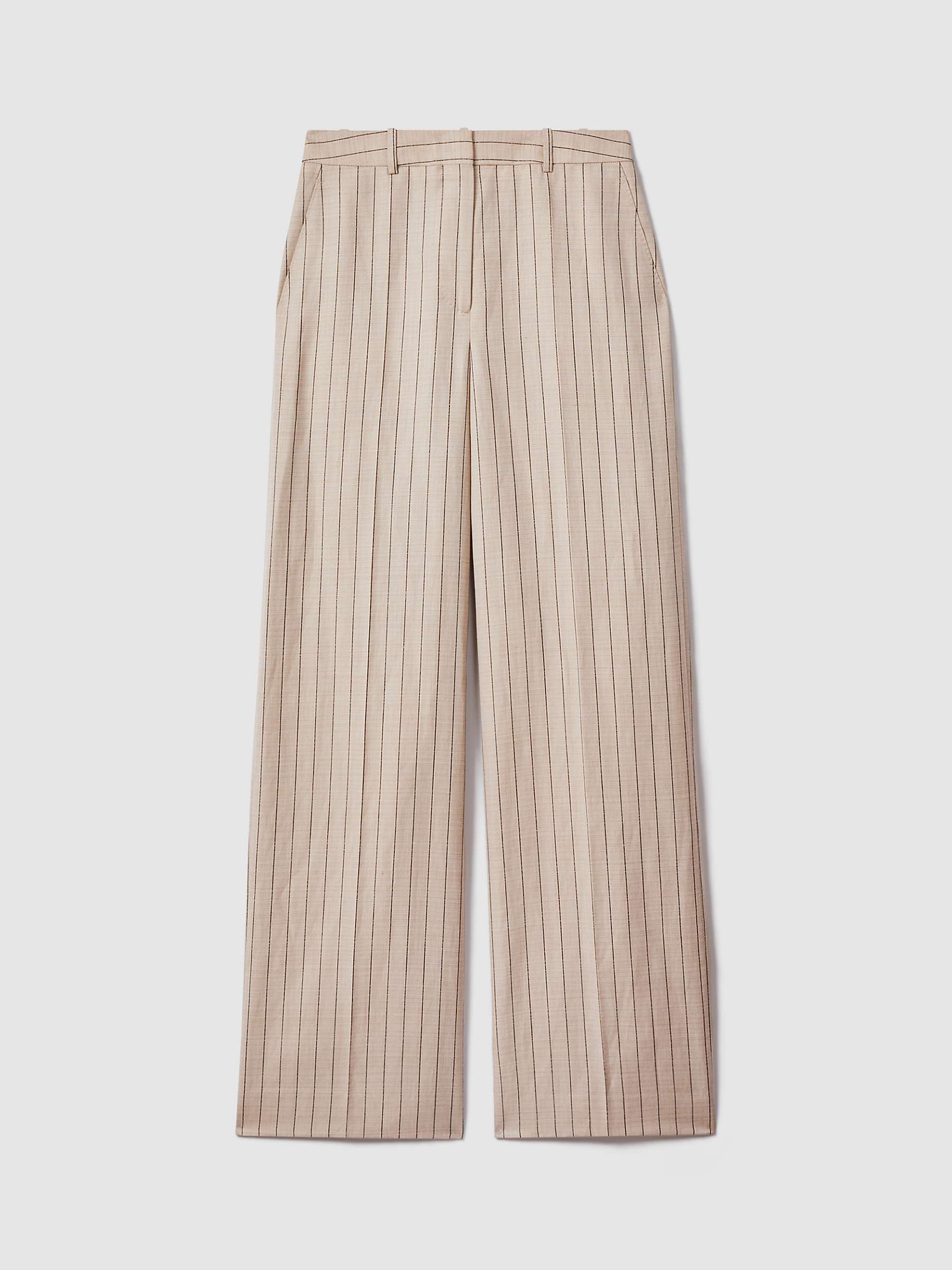 Buy Reiss Petite Odette Wide Leg Pinstripe Trousers, Neutral Online at johnlewis.com