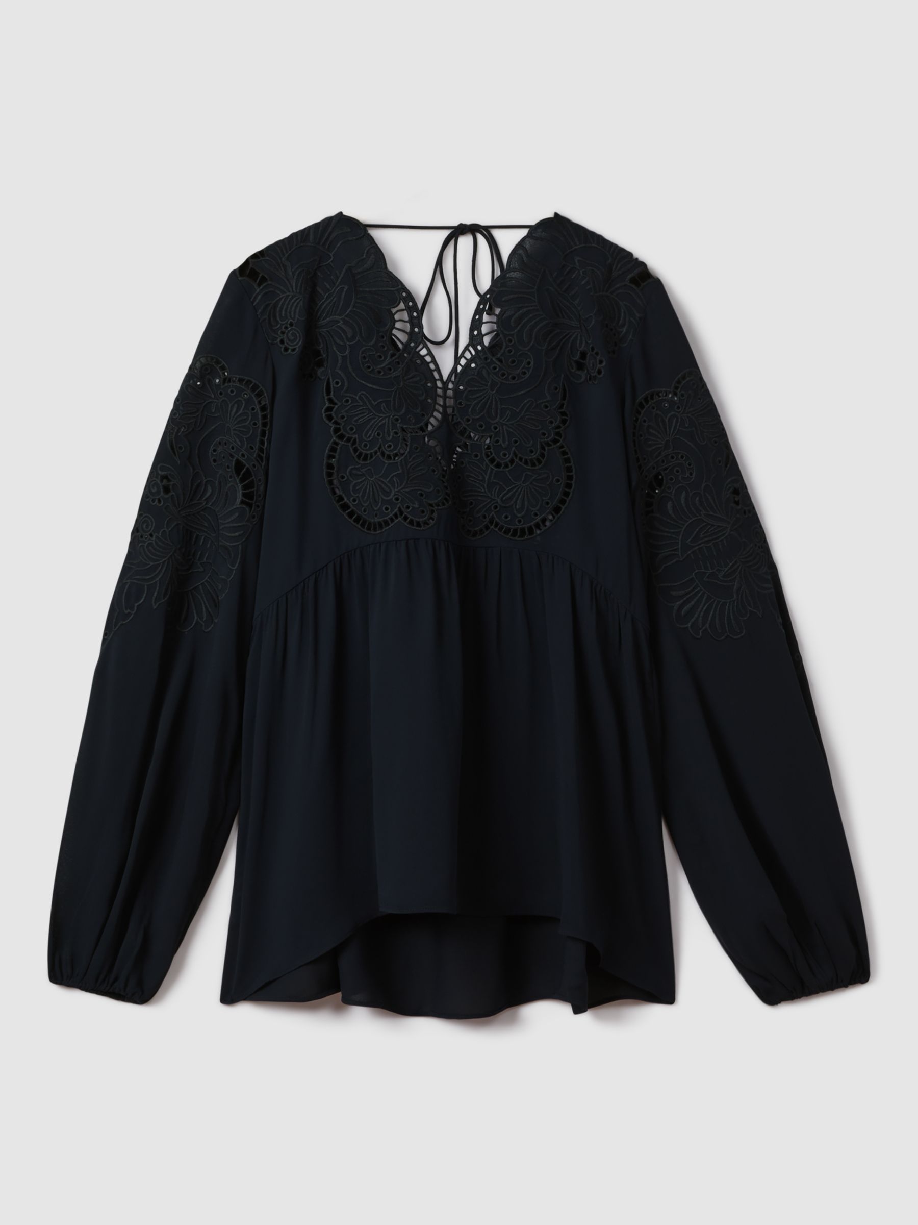Buy Reiss Noa Lace Insert Blouse, Navy Online at johnlewis.com