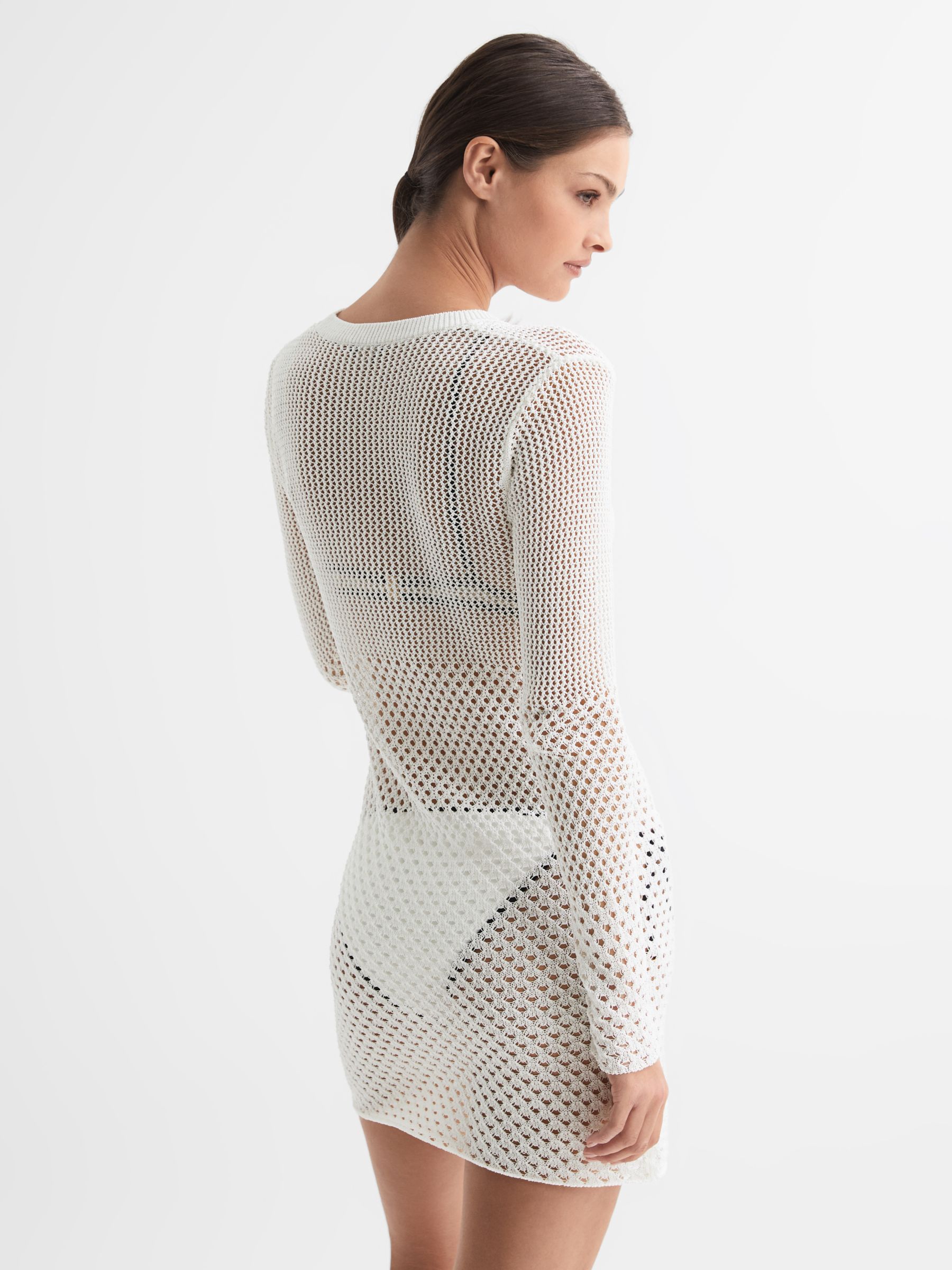 Buy Reiss Esta Crochet Mini Dress, Cream Online at johnlewis.com