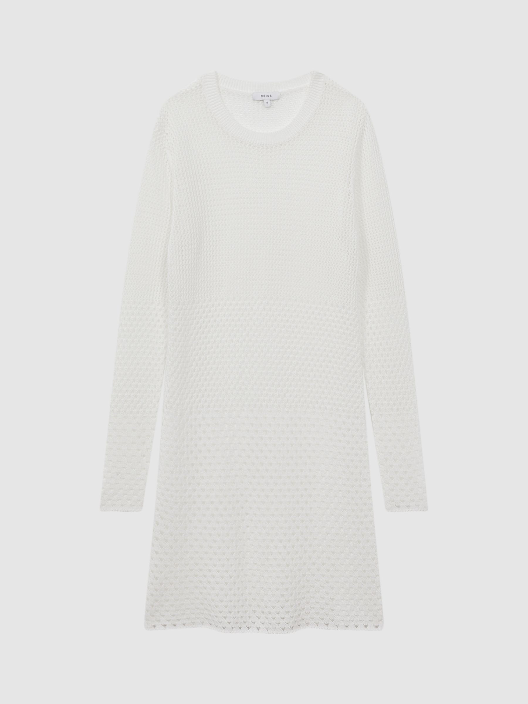 Reiss Esta Crochet Mini Dress, Cream, M