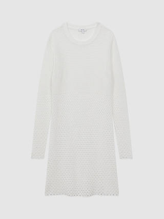 Reiss Esta Crochet Mini Dress, Cream