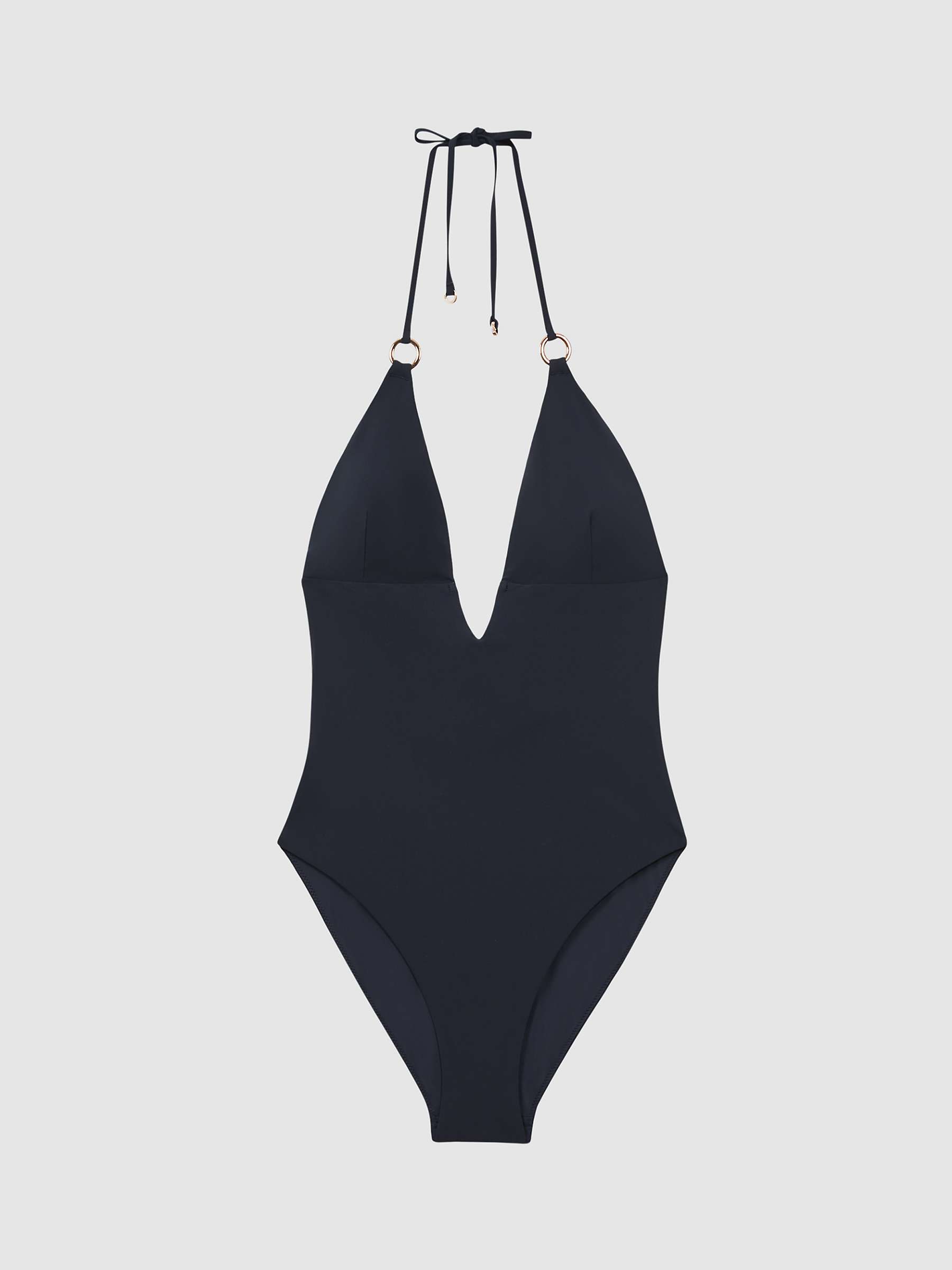 Buy Reiss Lenni Chain Trim Halterneck Swimsuit, Navy Online at johnlewis.com