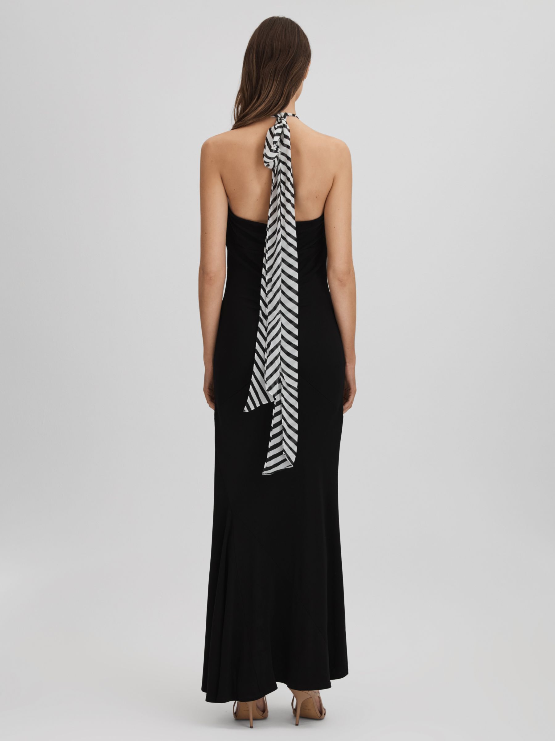 Buy Reiss Iris Halter Plunge Neck Maxi Dress, Black Online at johnlewis.com