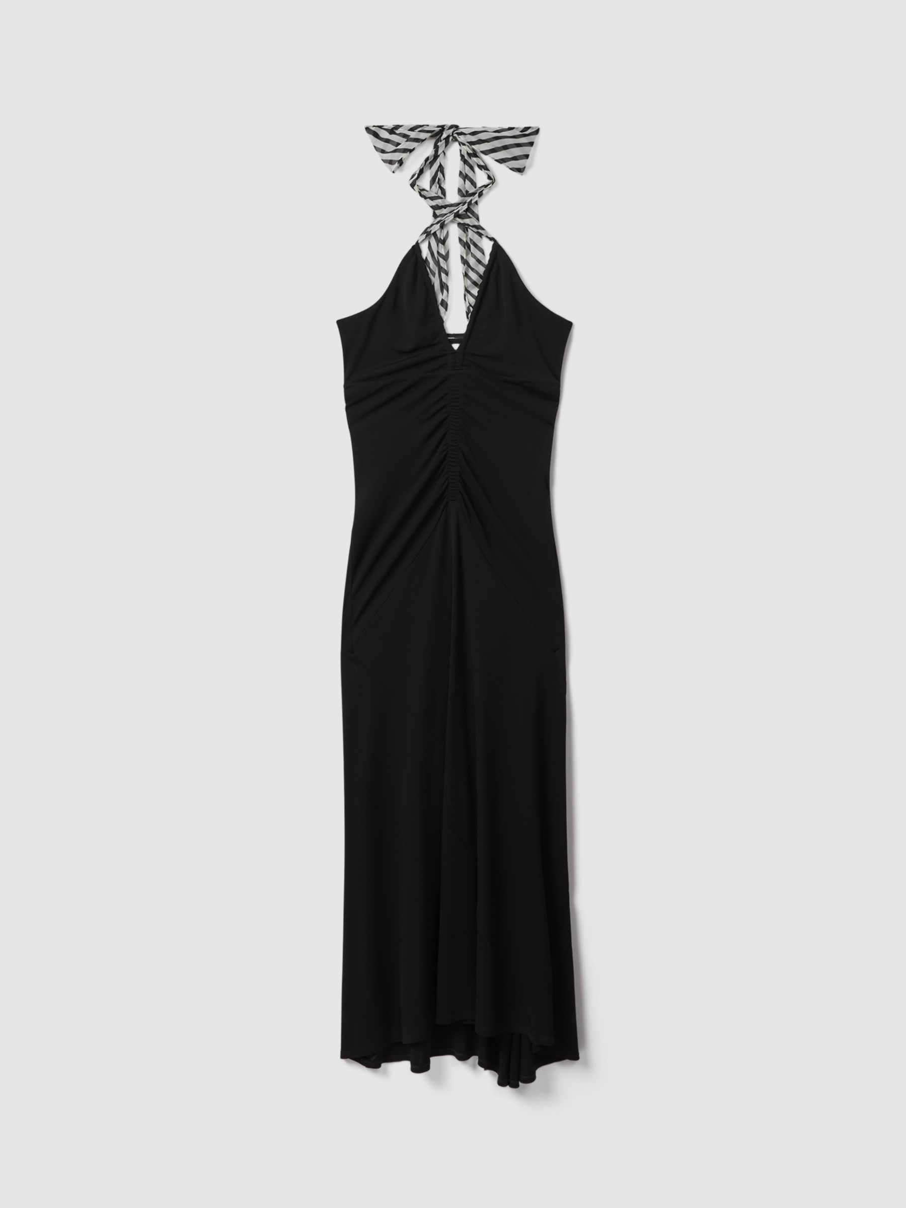 Buy Reiss Iris Halter Plunge Neck Maxi Dress, Black Online at johnlewis.com