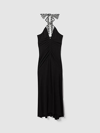 Reiss Iris Halter Plunge Neck Maxi Dress, Black