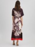 Reiss Petite Hanna Orchid Print Maxi Dress, Ivory/Burgundy