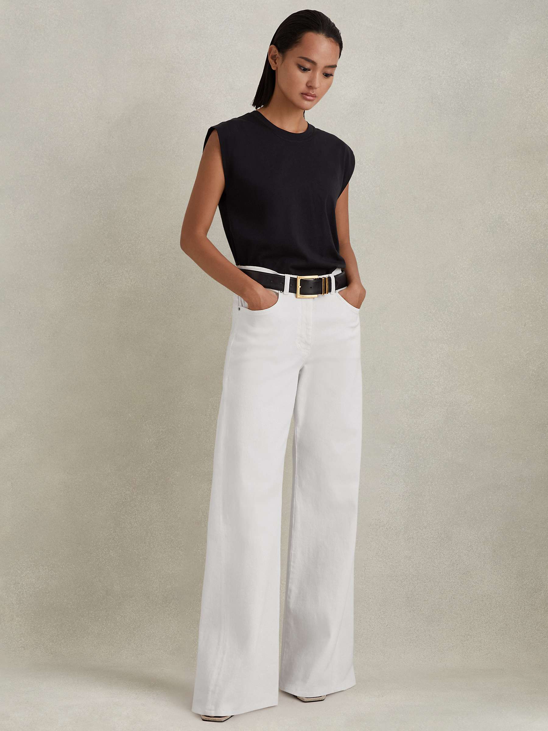 Buy Reiss Maize Wide Leg Jeans, White Online at johnlewis.com