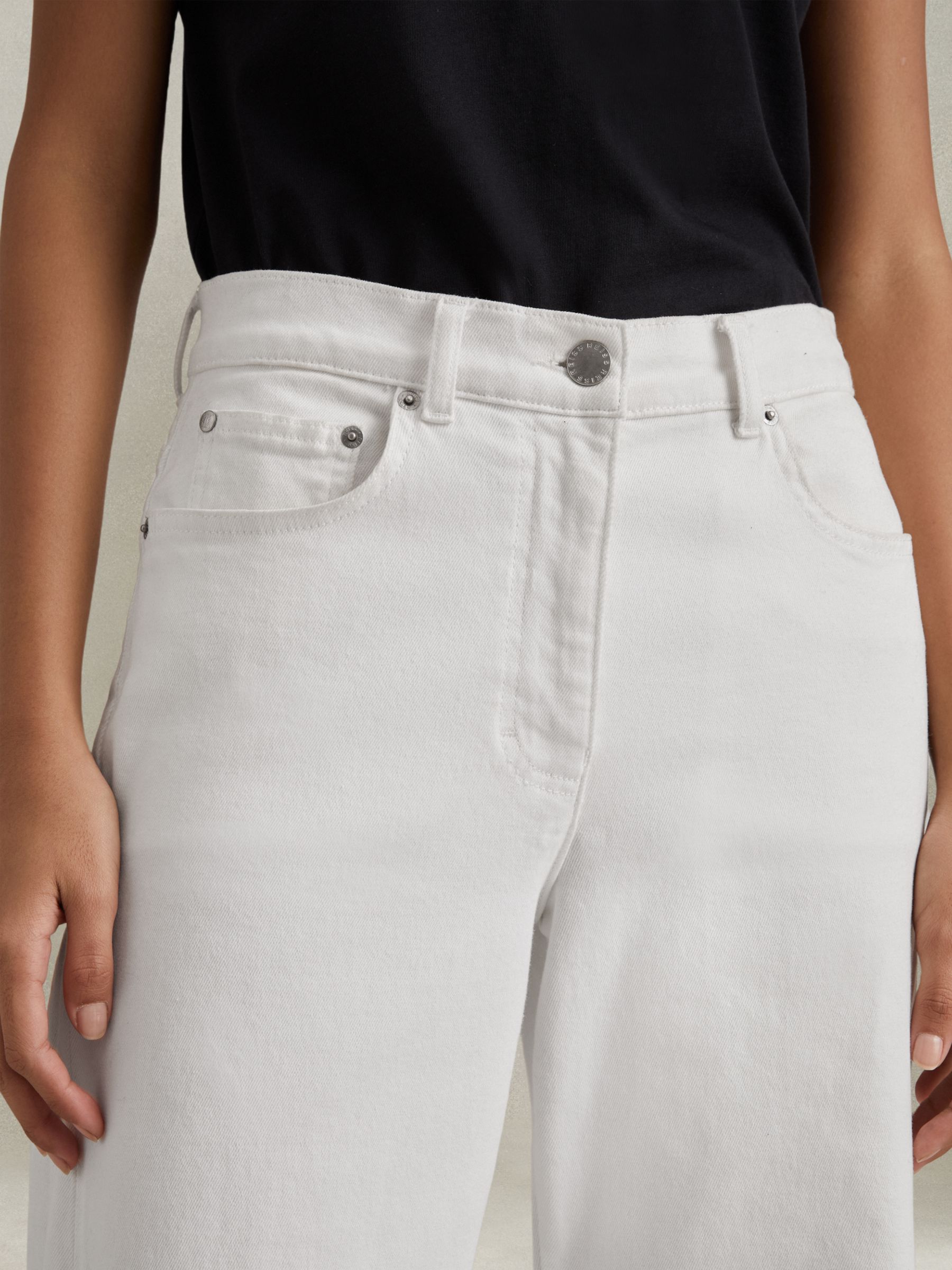 Reiss Maize Wide Leg Jeans, White at John Lewis & Partners