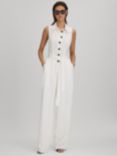 Reiss Petite Perla Linen Blend Jumpsuit, White