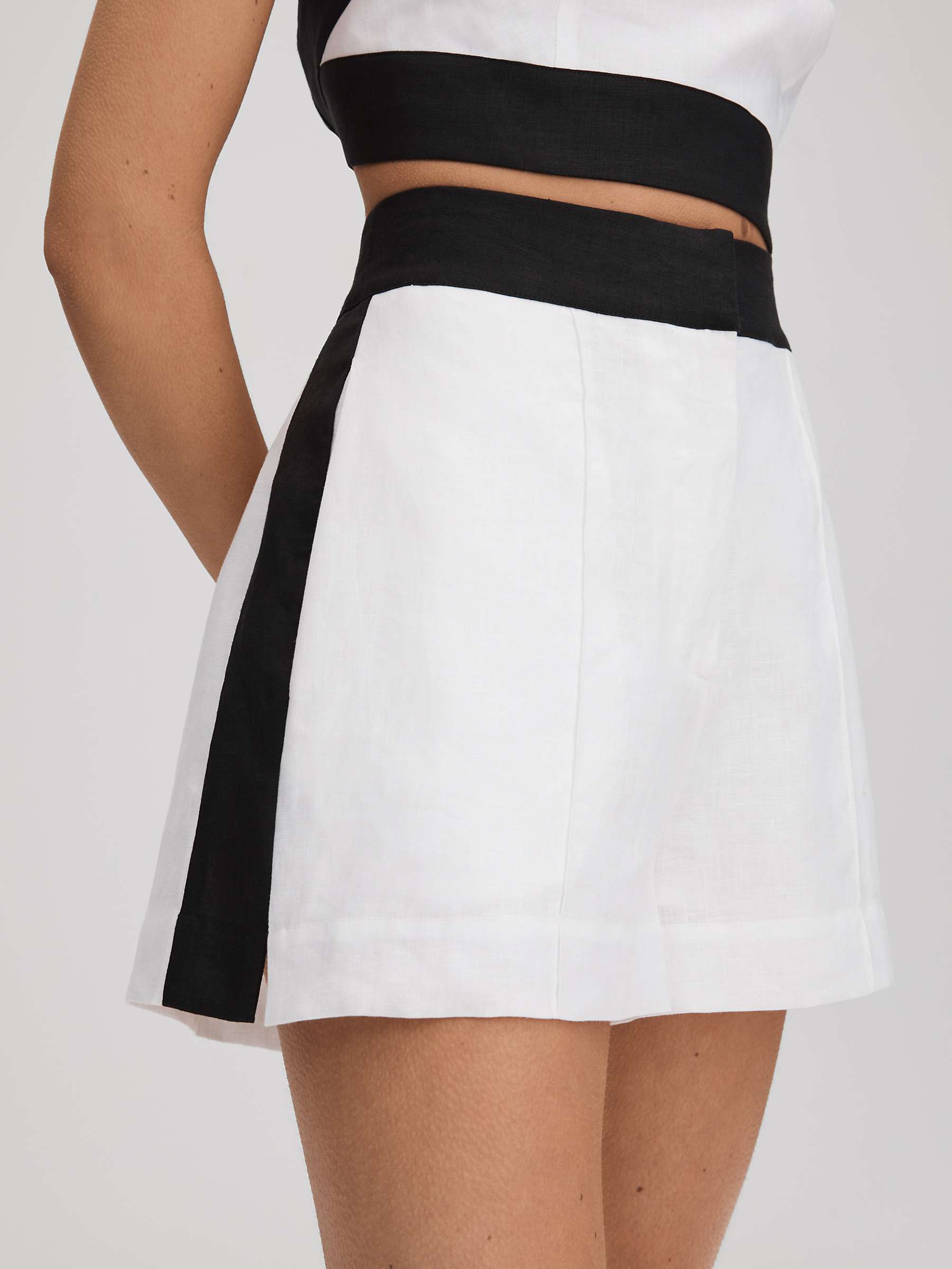 Buy Reiss Rebecca Linen Shorts, White/Navy Online at johnlewis.com