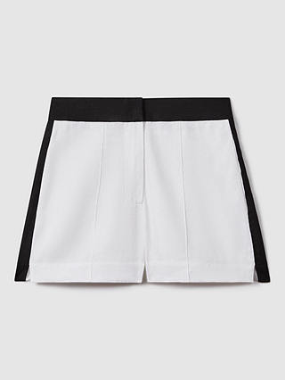 Reiss Rebecca Linen Shorts, White/Navy