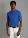 Reiss Maxwell Merino Zip Neck Polo Shirt, Lapis Blue