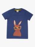 Frugi Kids' Carsen Organic Cotton Hare Applique T-Shirt, Navy Blue