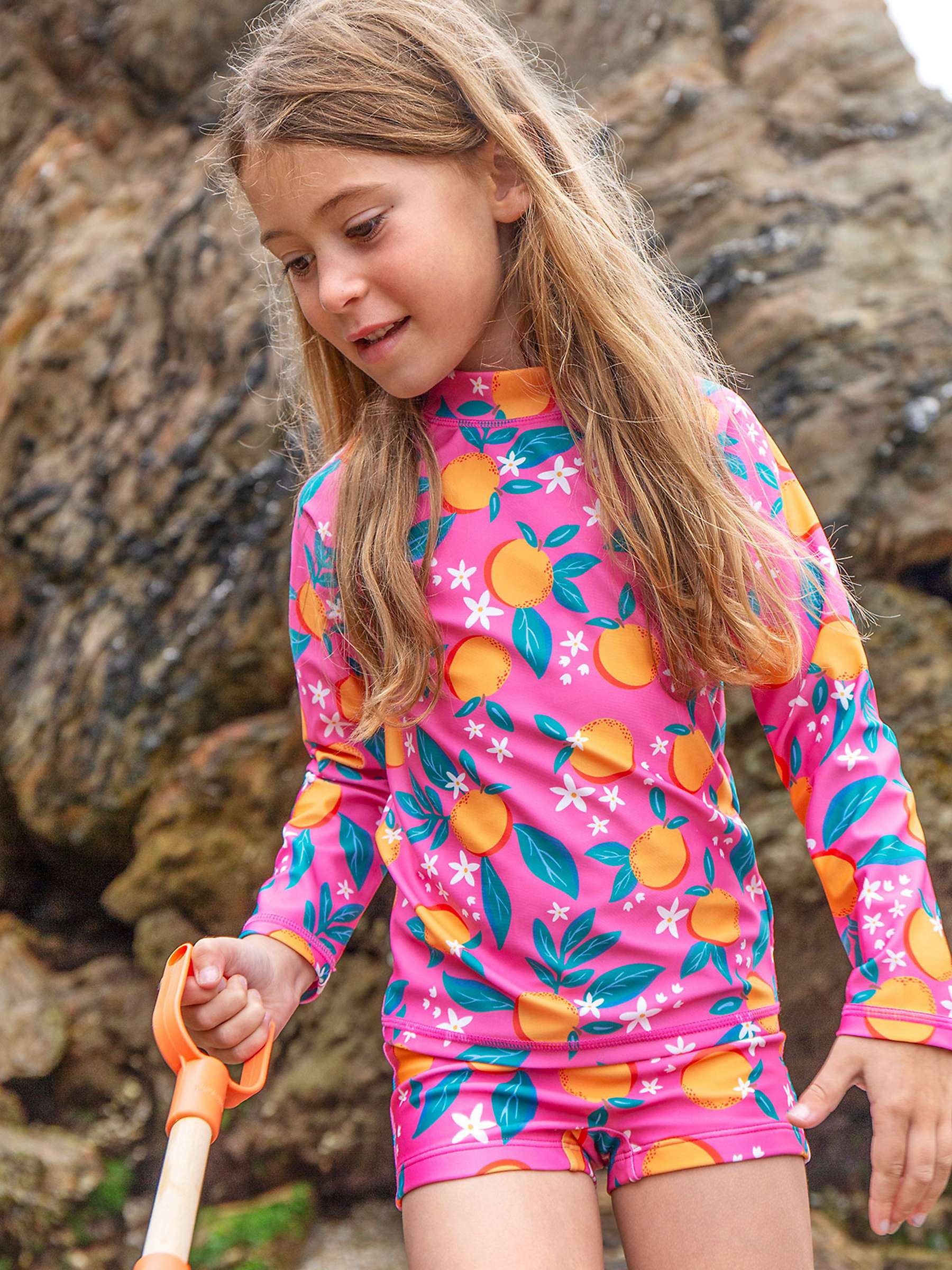 Buy Frugi Kids' Rachel Oranges Print Rash Vest Set, Orange Blossom/Pink Online at johnlewis.com