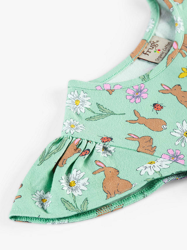 Frugi Kids' Morwenna Organic Cotton Blend Riverine Rabbits Skater Dress, Green
