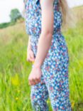 Frugi Kids' Jolee Organic Cotton Blend Floral Print Jumpsuit, Blue/Multi