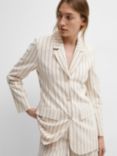 SELECTED FEMME Stripe Hemp Blazer, Sandshell