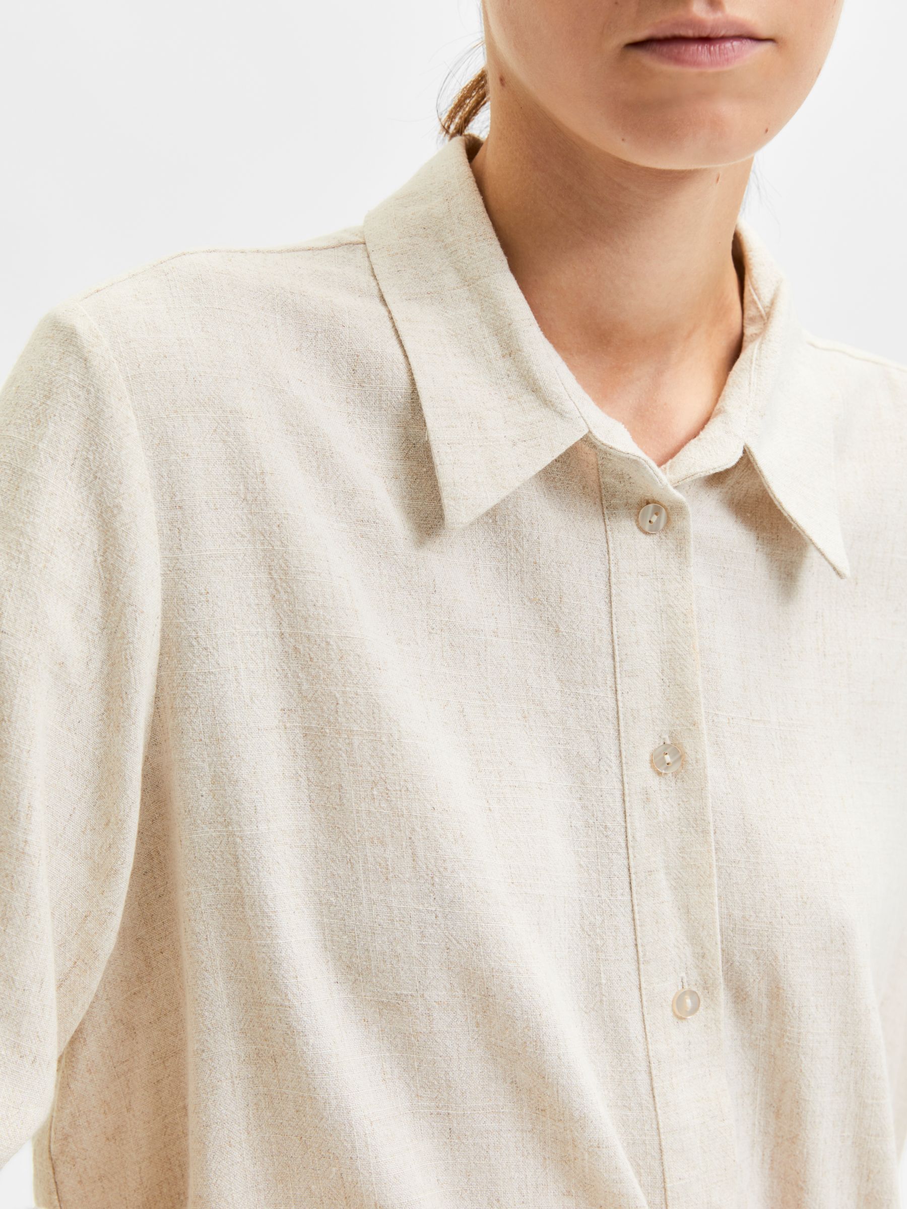 Buy SELECTED FEMME Viva Linen Blend Shirt, Sandshell Online at johnlewis.com