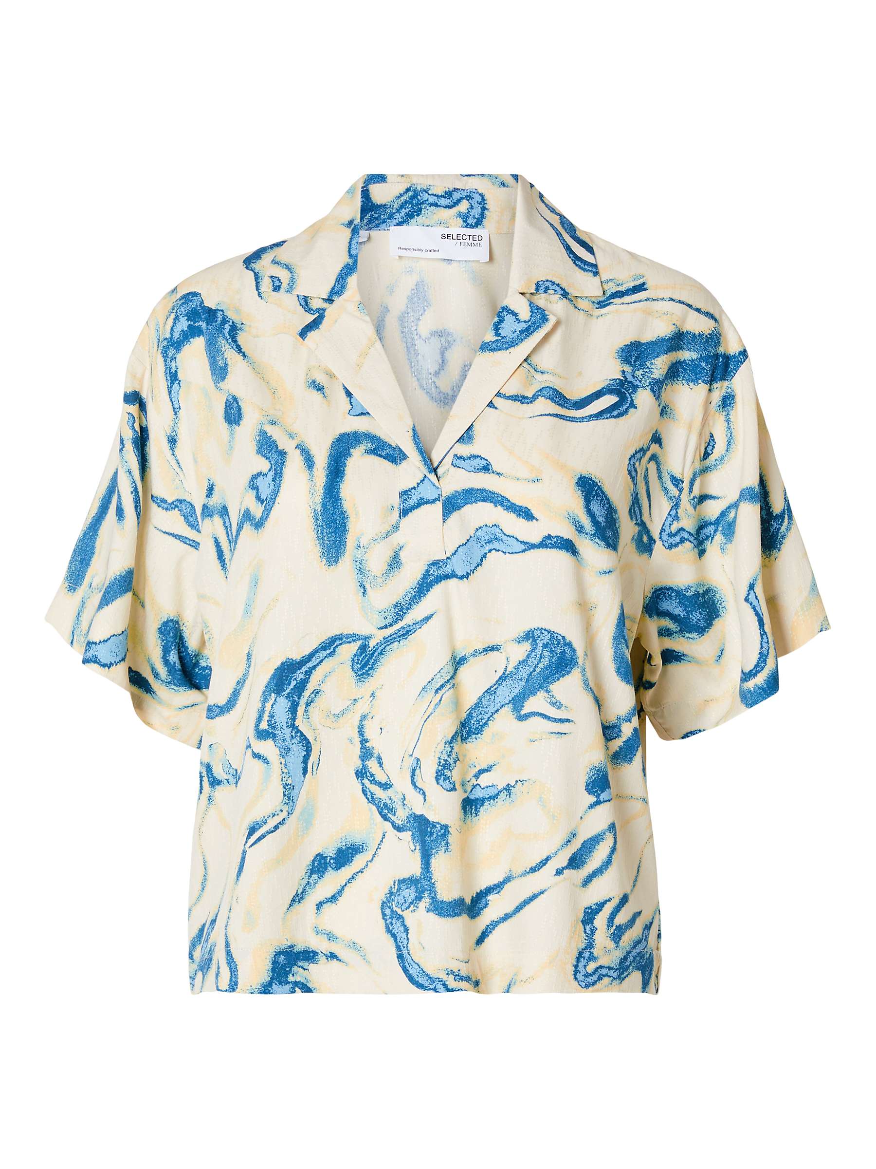Buy SELECTED FEMME Fiorella Abstract Print Short Sleeve Blouse, Birch Online at johnlewis.com