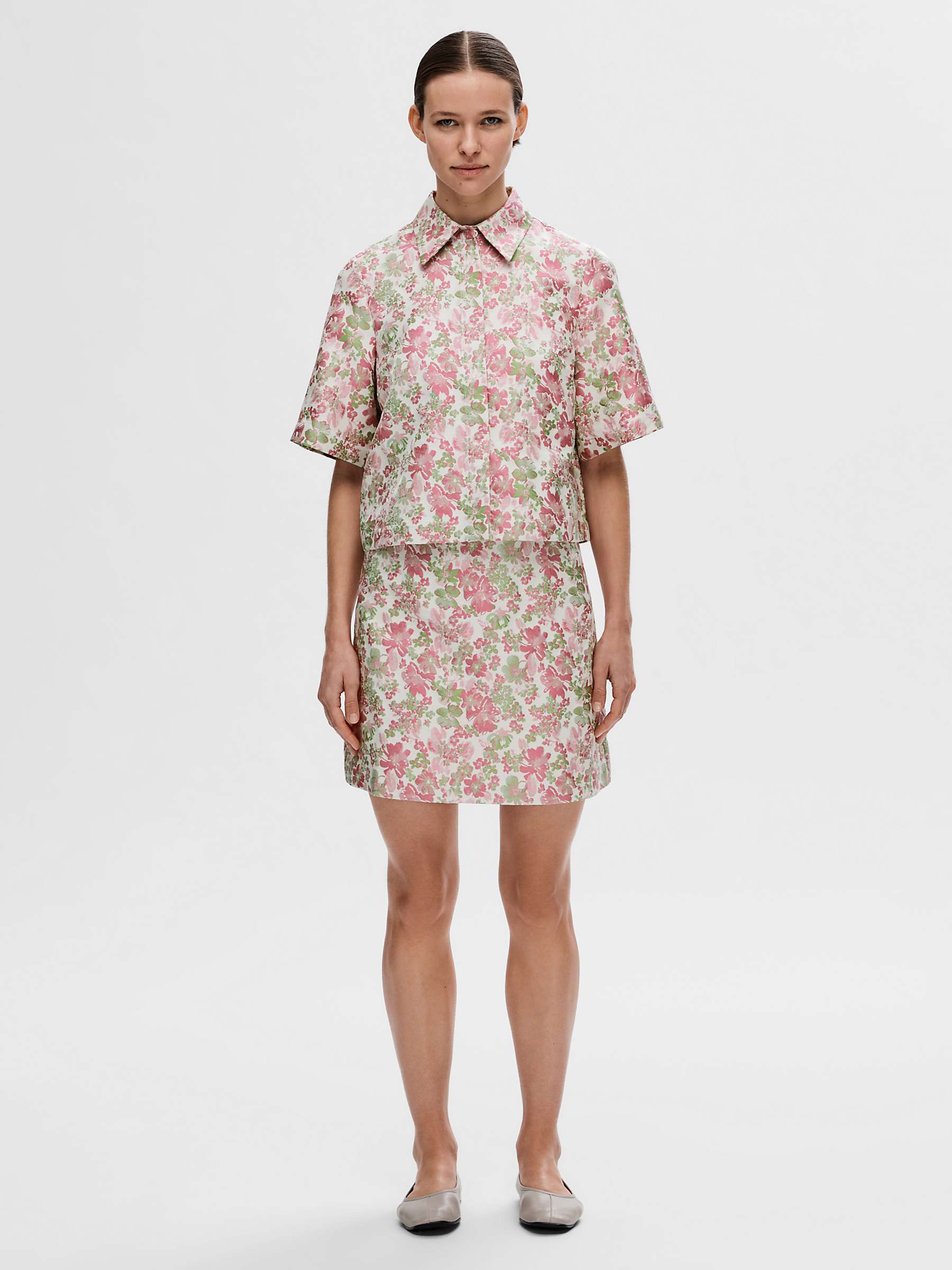 Buy SELECTED FEMME Arisa Floral Print Mini Skirts, Snow White Online at johnlewis.com