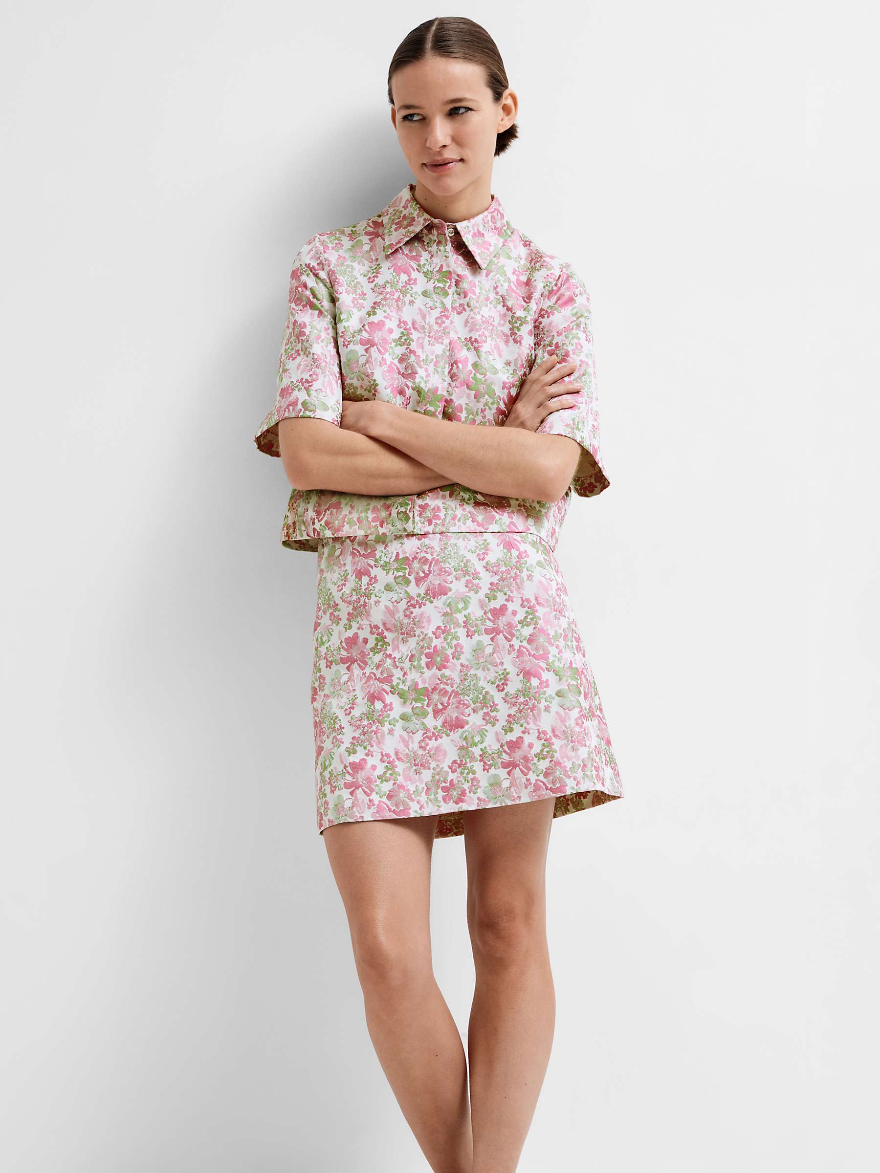 Buy SELECTED FEMME Arisa Floral Print Mini Skirts, Snow White Online at johnlewis.com