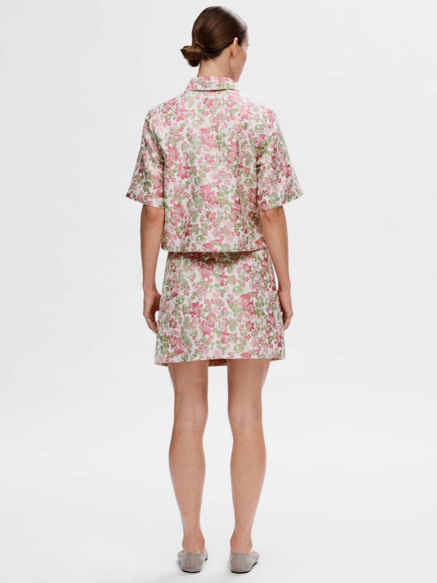 SELECTED FEMME Arisa Floral Print Mini Skirts, Snow White, 34