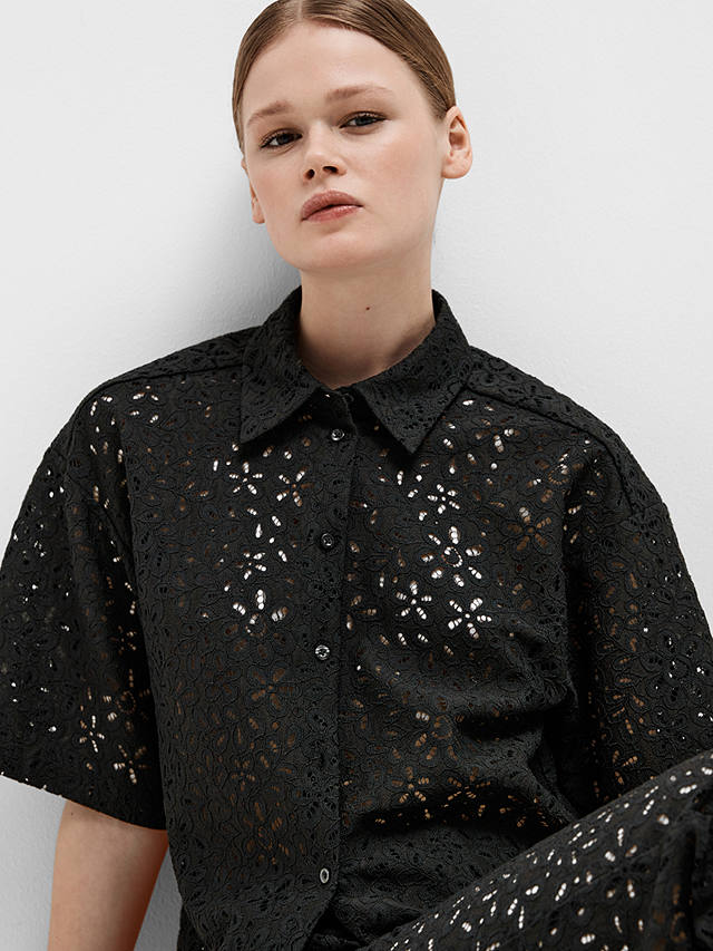 SELECTED FEMME Karola Oversized Lace Shirt, Black