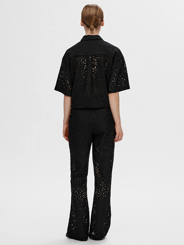SELECTED FEMME Karola Lace Flared Trousers, Black