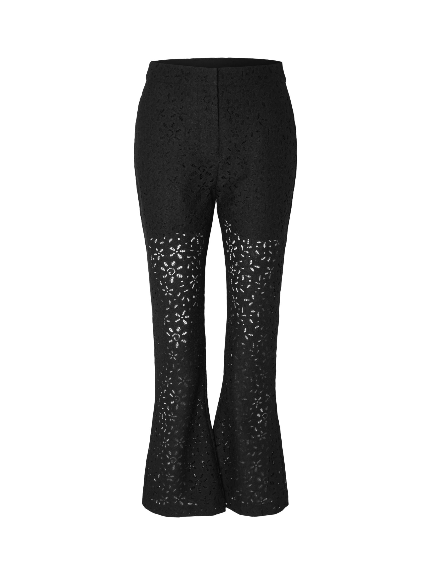 SELECTED FEMME Karola Lace Flared Trousers, Black, 34