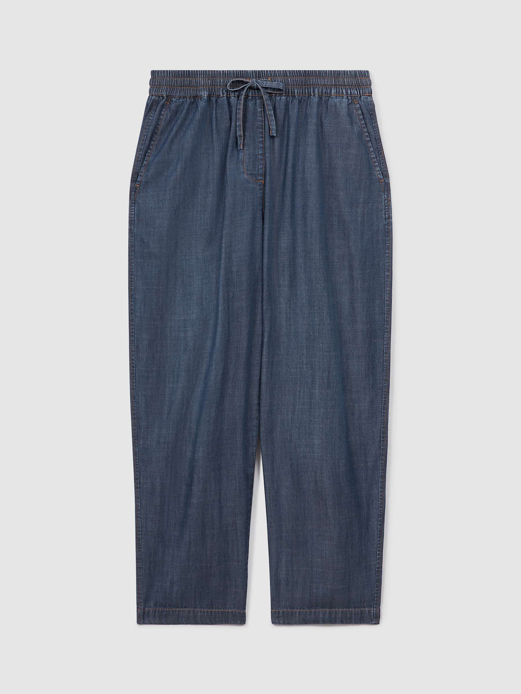 Buy Reiss Carter Denim Drawstring Waist Trousers, Mid Blue Online at johnlewis.com